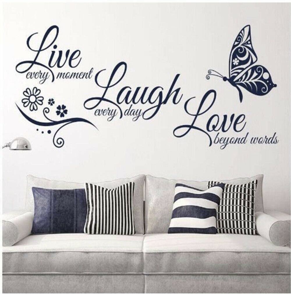 Live Laugh Love Butterfly Flower Wall Decal Sticker Vinyl Home Decor Wall Art